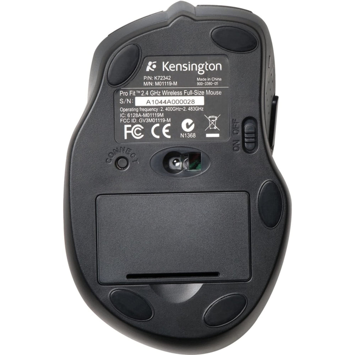 Kensington Pro Fit Full-Size Wireless Mouse (K72370US),Black/Silver