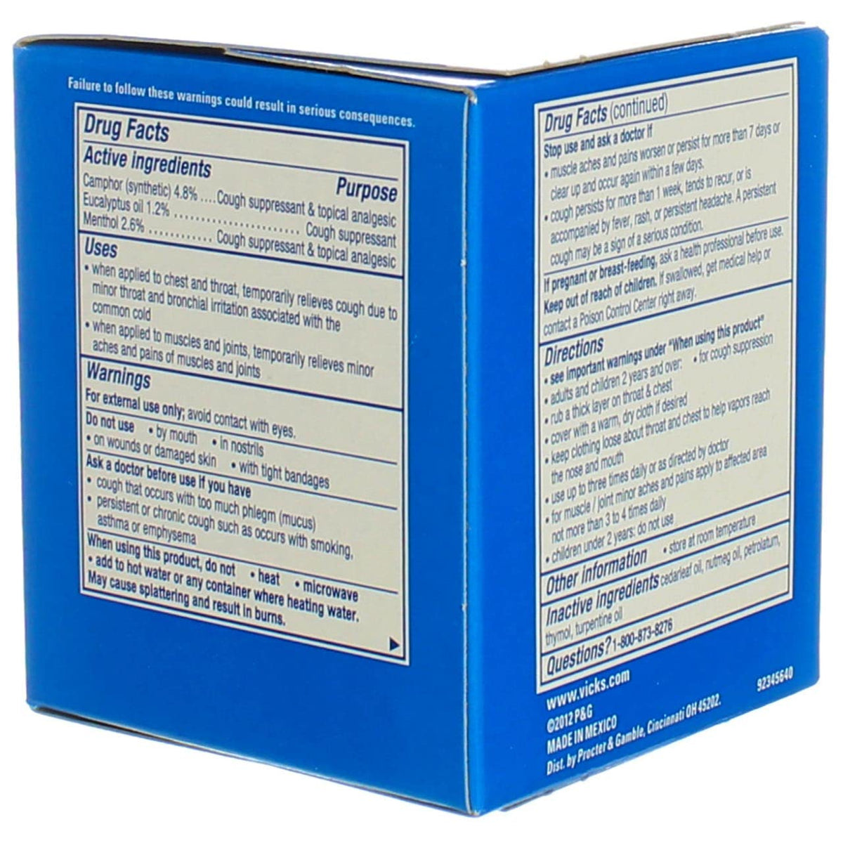 Vicks VapoRub Ointment 6 oz (Pack of 6)