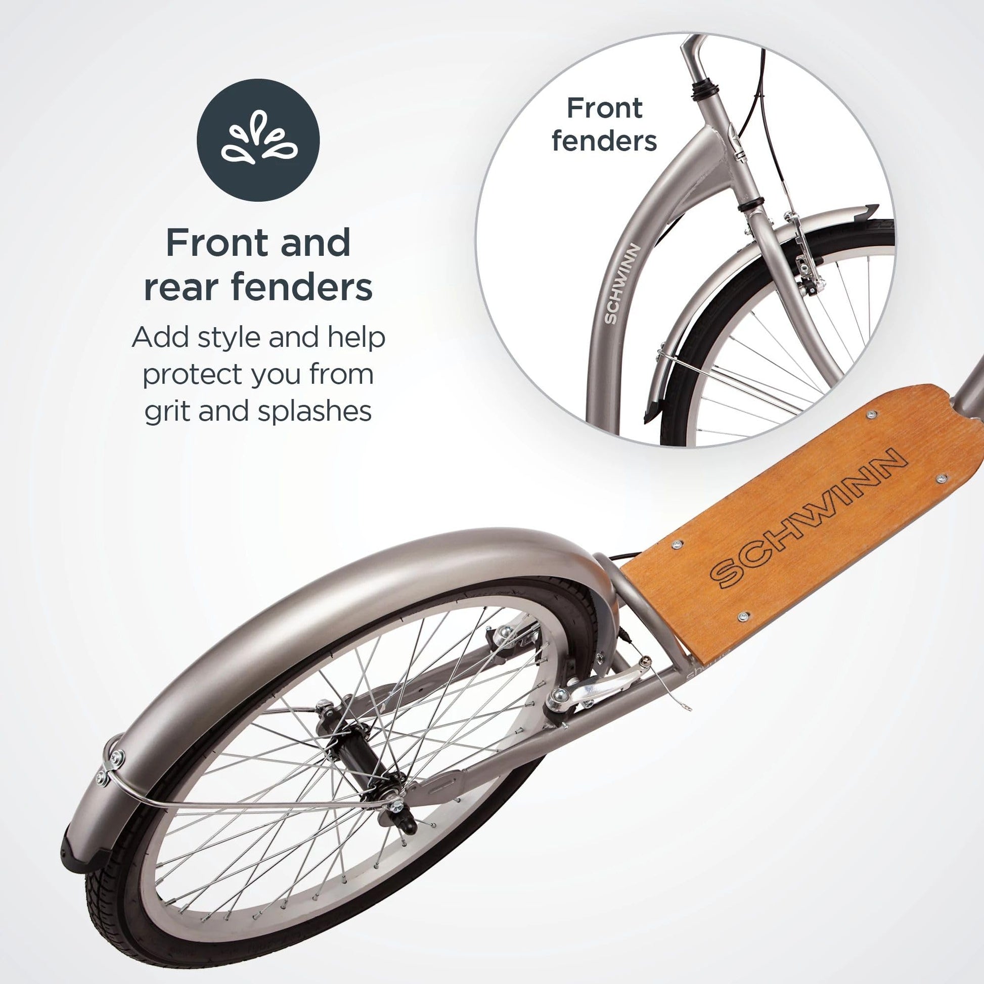 Schwinn Shuffle Adult Scooter, 26-Inch Front Wheel, 20-Inch Rear Wheel, Alloy Linear Pull Brakes, Steel Frame, Grey