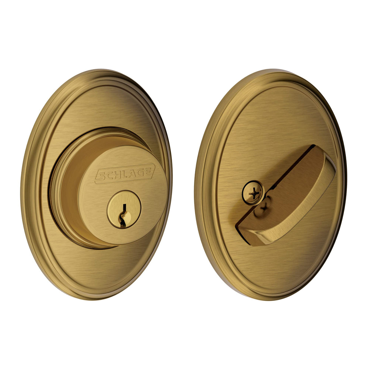 SCHLAGE Single Cylinder Deadbolt with Wakefield Trim, Antique Brass (B60 N WKF 609)