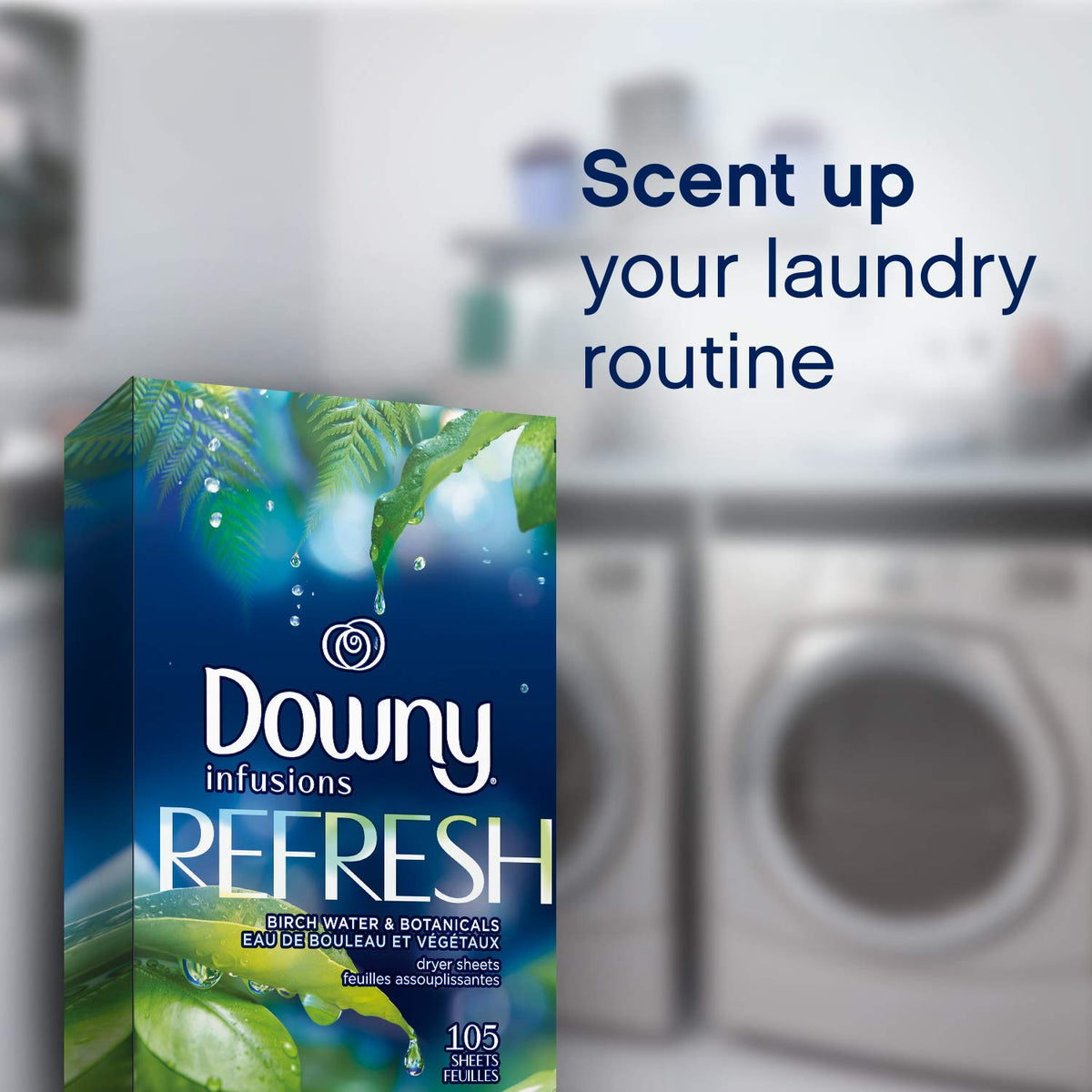 Downy Infusions Fabric Softener Dryer Sheets, Refresh, Birch Water & Botanicals 160 count