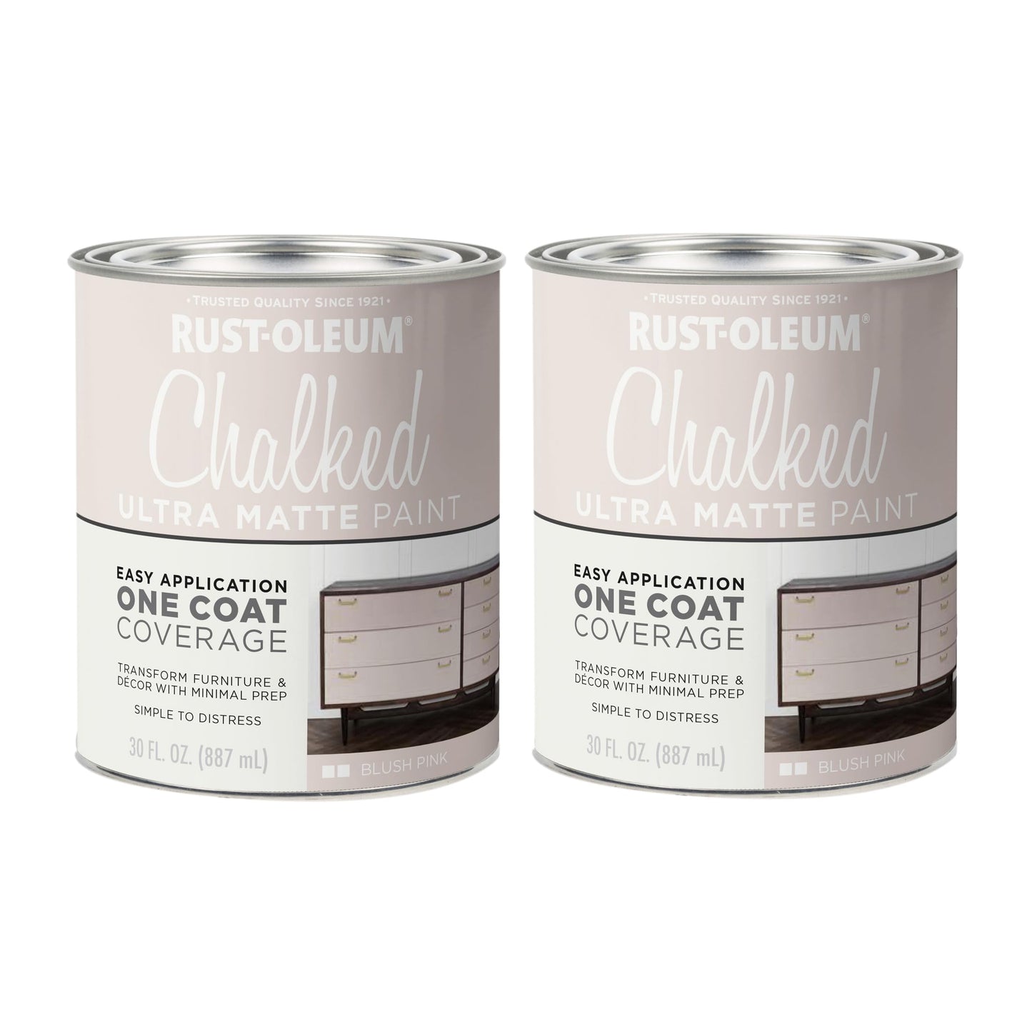 Rust-Oleum Blush Pink Chalked All-in-One Ultra Matte Paint | One Coat Coverage | No Primer, Sanding, Or Topcoat Needed | Easy Clean Up | Made in USA | 30 OZ | 2 Pack