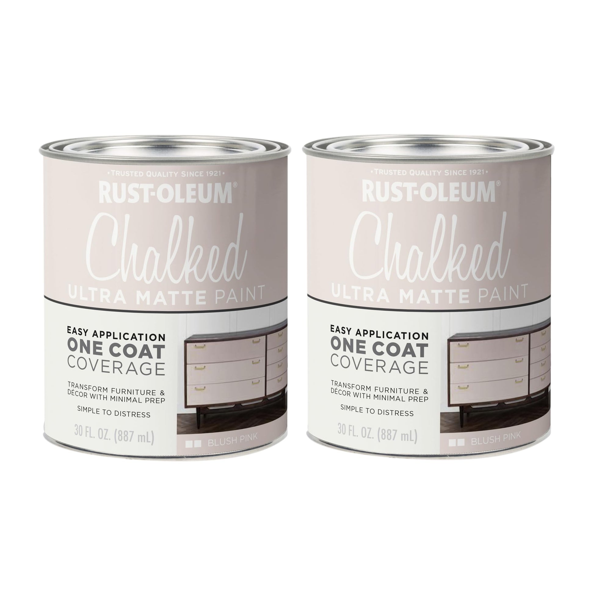 Rust-Oleum Blush Pink Chalked All-in-One Ultra Matte Paint | One Coat Coverage | No Primer, Sanding, Or Topcoat Needed | Easy Clean Up | Made in USA | 30 OZ | 2 Pack
