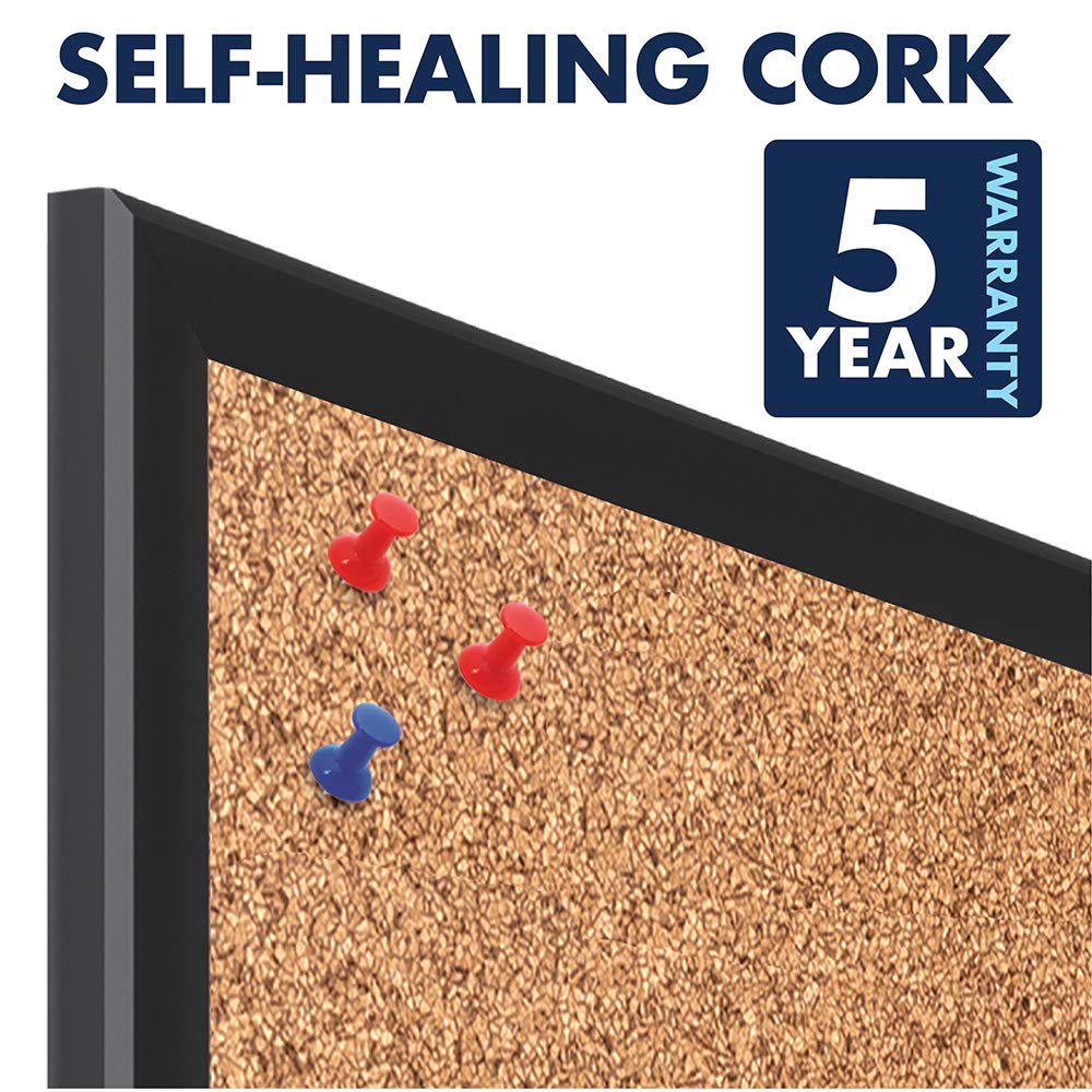 Quartet Cork Board, Bulletin Board, 3' x 2' Corkboard, Black Frame (2303B)