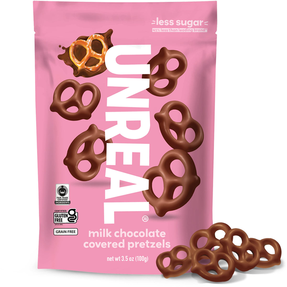 UNREAL Milk Chocolate Covered Pretzels, 3.5 OZ