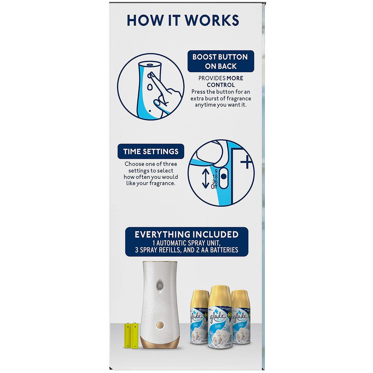 Glade Automatic Spray Air Freshener 1 Holder + 3 Refills - Clean Linen