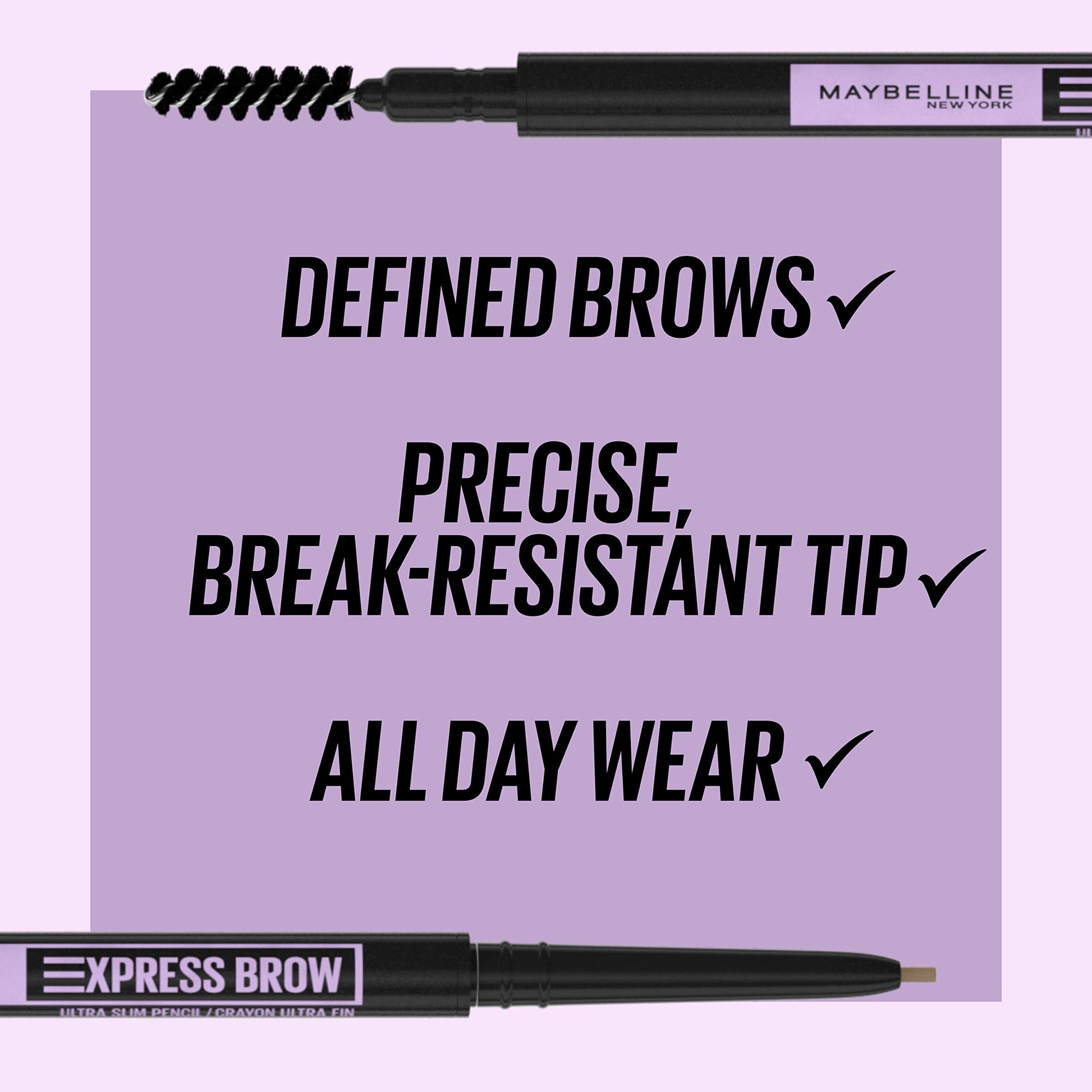 Maybelline Brow Ultra Slim Defining Eyebrow Makeup Mechanical Pencil With 1.55 MM Tip And Blending Spoolie For Precisely Defined Eyebrows, Light Blonde, 0.003 oz.