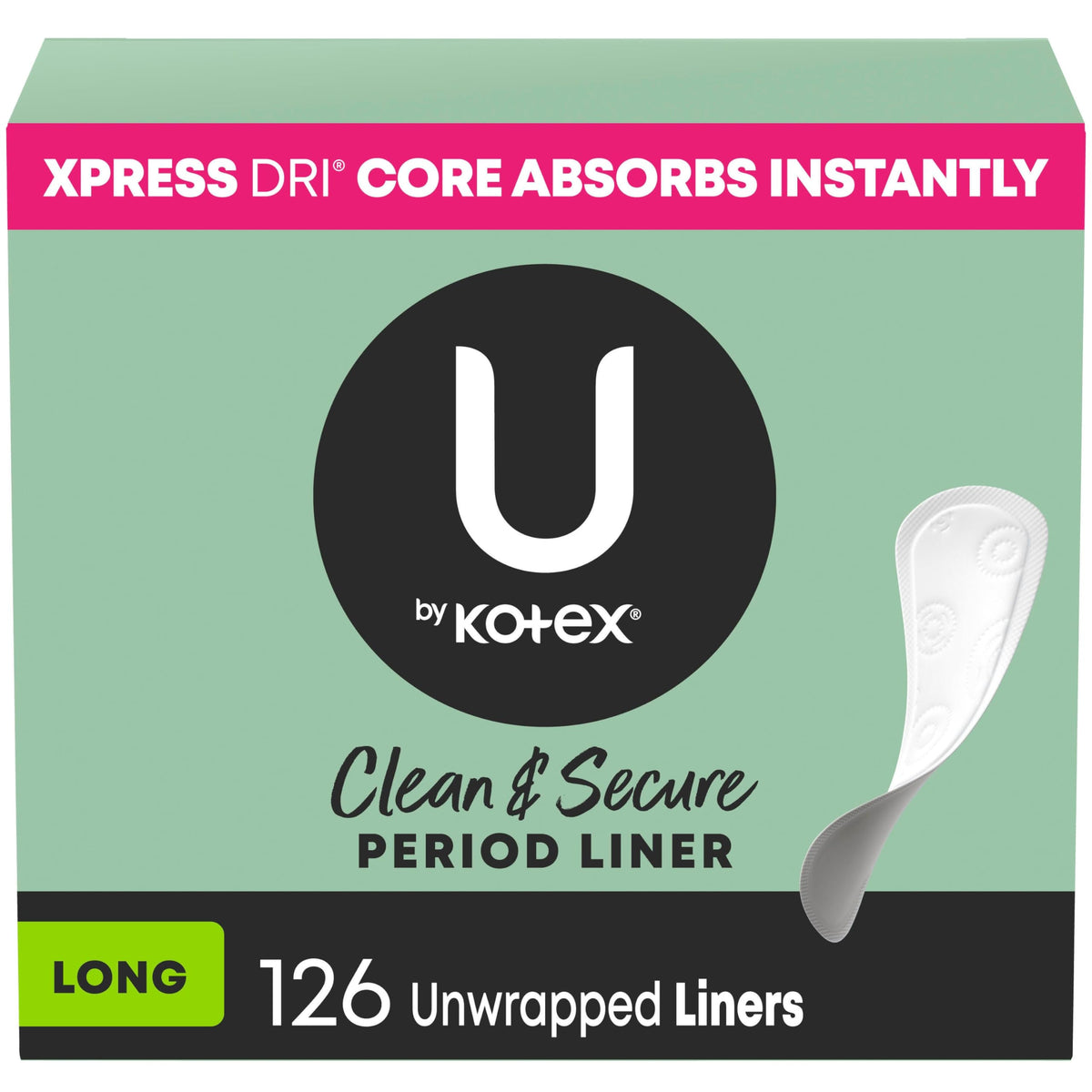 U by Kotex Panty Liners, Clean & Secure, Light Absorbency, Long Length ...
