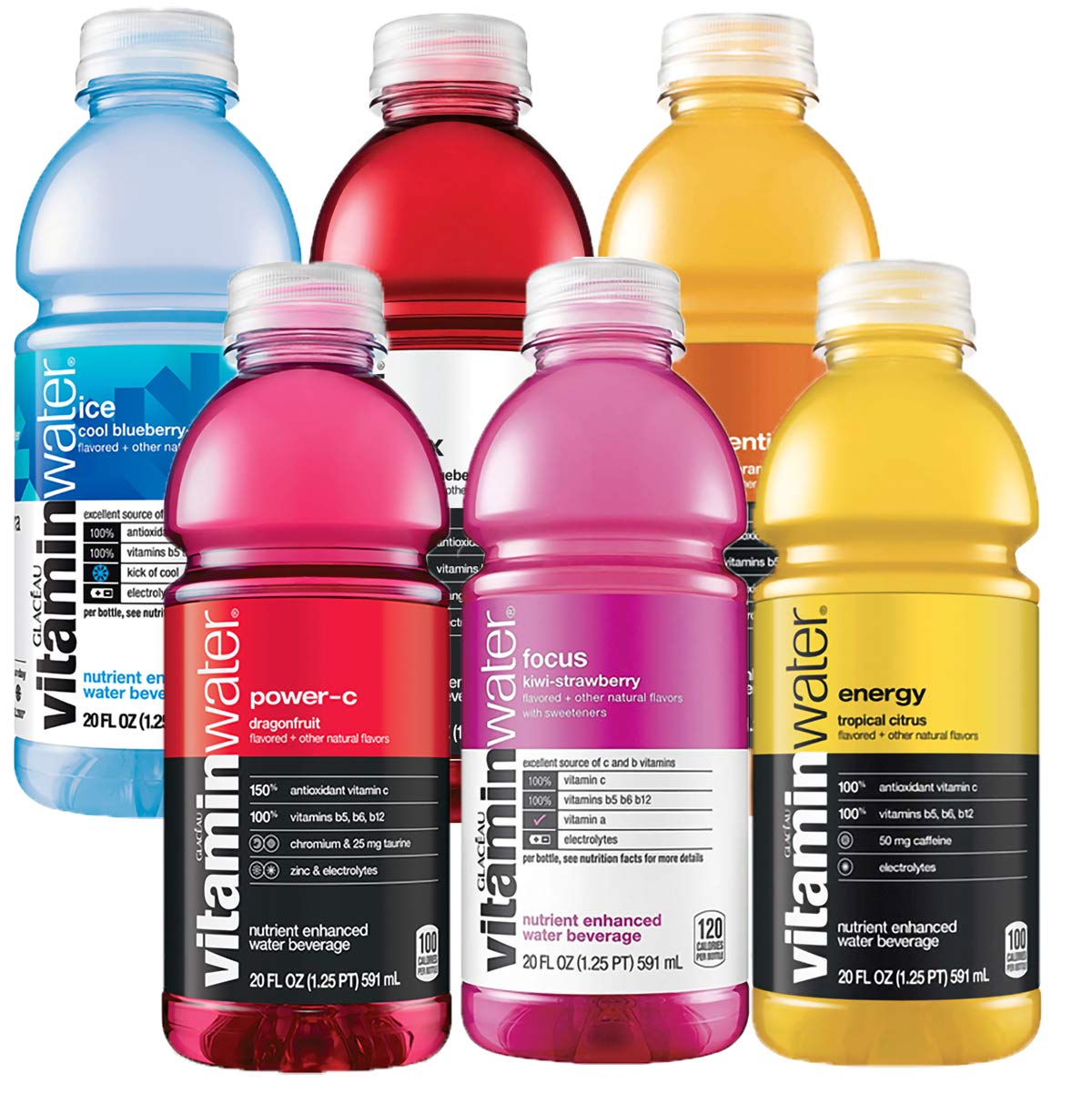 Vitamin Water, Nutrient Enhanced Water With Vitamins, 20 Oz Bottle, Variety Pack, FLAVORS MAY VARY, (3 Pack of 6 Bottles, Total of 120 Oz)