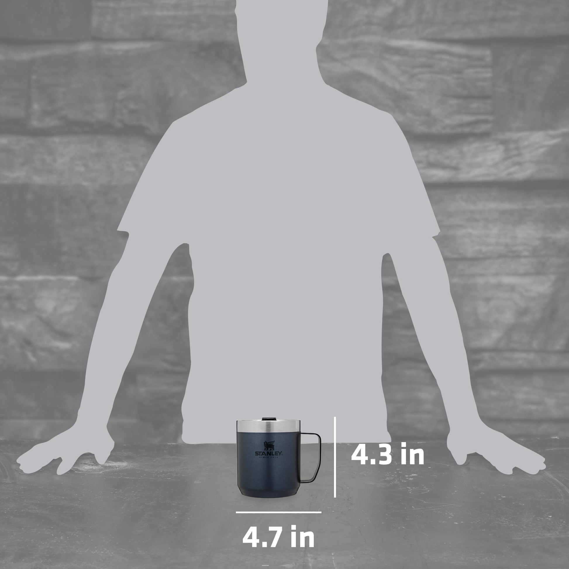 Stanley Stay-Hot Camp Mug 12 oz | Press Fit Drink Through Lid | Cup for Coffee, Tea and Drinks | Insulated Stainless Steel Coffee Mug | BPA-Free | Nightfall