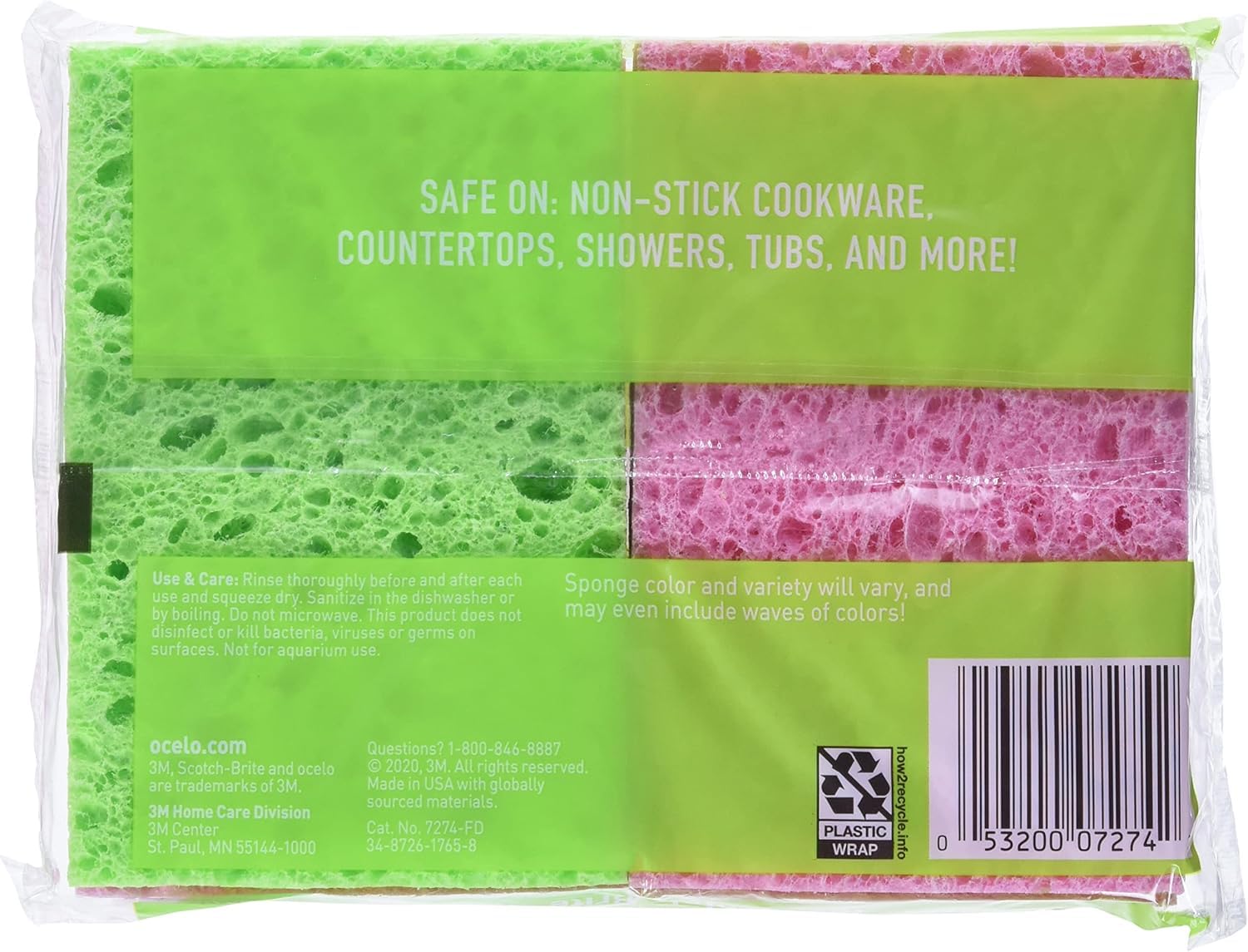ocelo Handy Sponge, 4.7-Inches x 3-Inches x 3/5-Inches, 4-Count