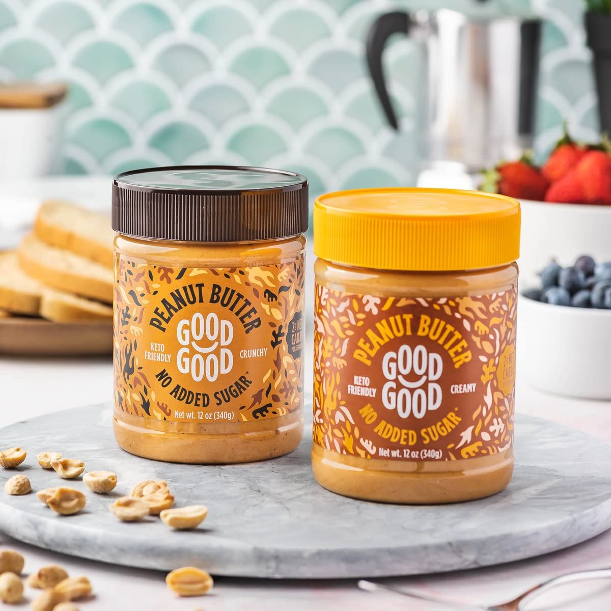 GOOD GOOD Creamy Peanut Butter Keto Friendly - Low Carb & No Added Sugars - Vegan - No Preservatives - Non-GMO - 12 oz / 340g (Pack of 1)