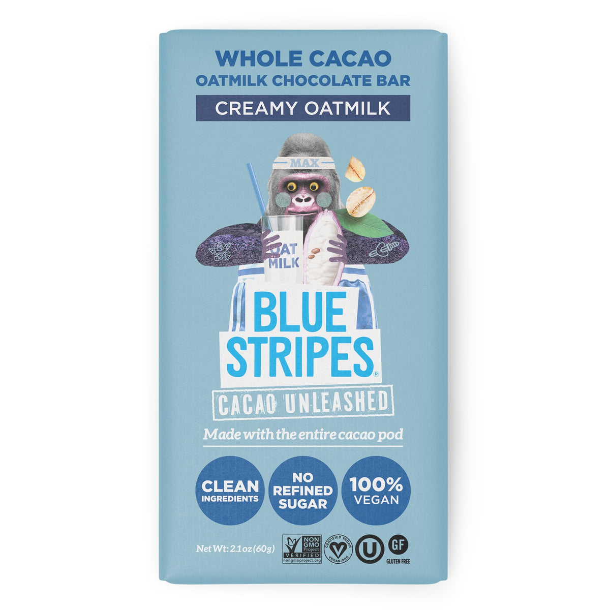 Blue Stripes Oat Milk Chocolate Bar, 2.1 OZ