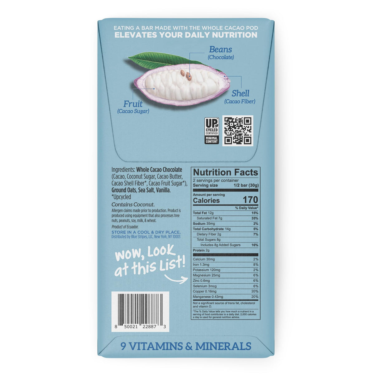 Blue Stripes Oat Milk Chocolate Bar, 2.1 OZ