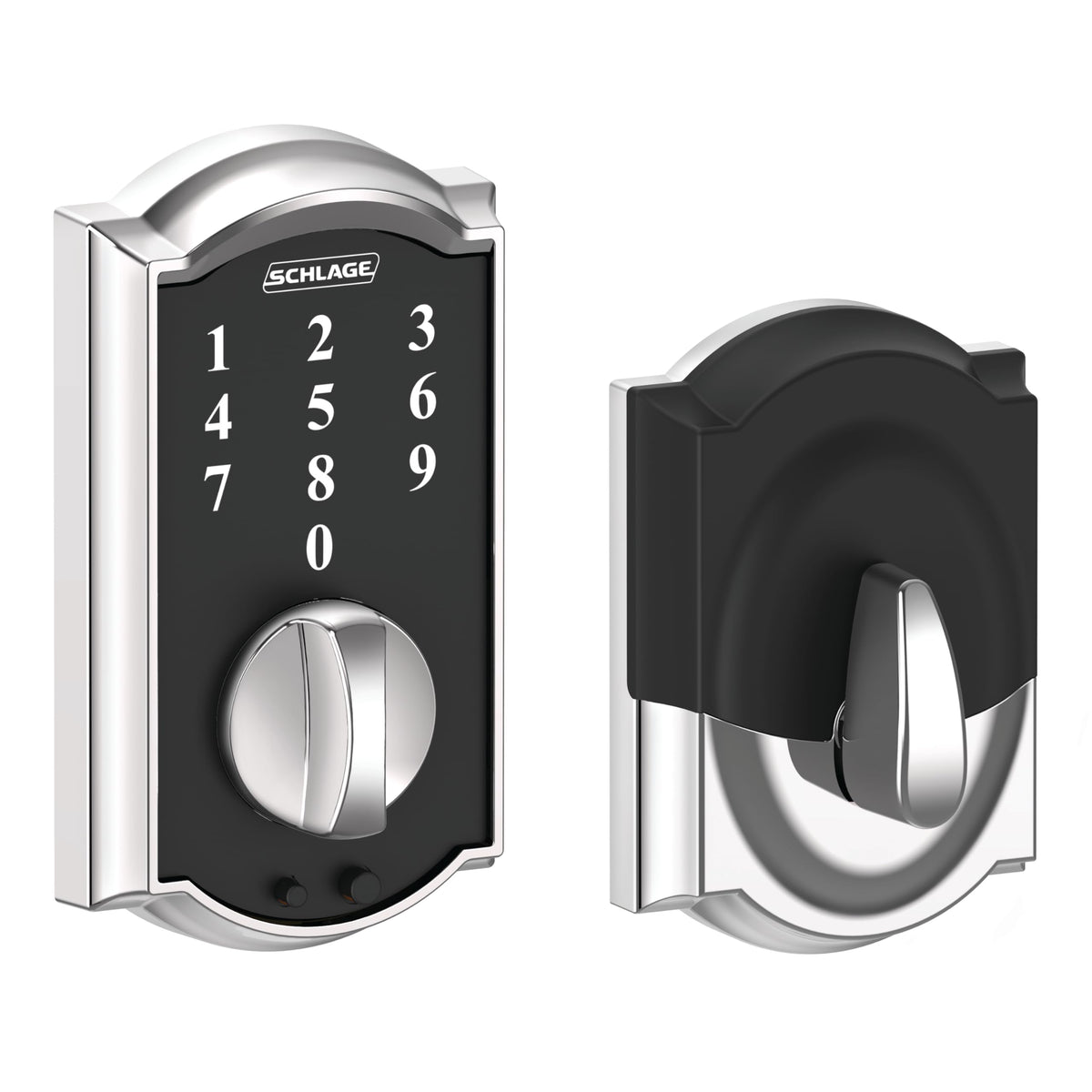 SCHLAGE BE375 CAM 625 Touch Keyless Touchscreen Electronic Deadbolt Lock, Bright Chrome