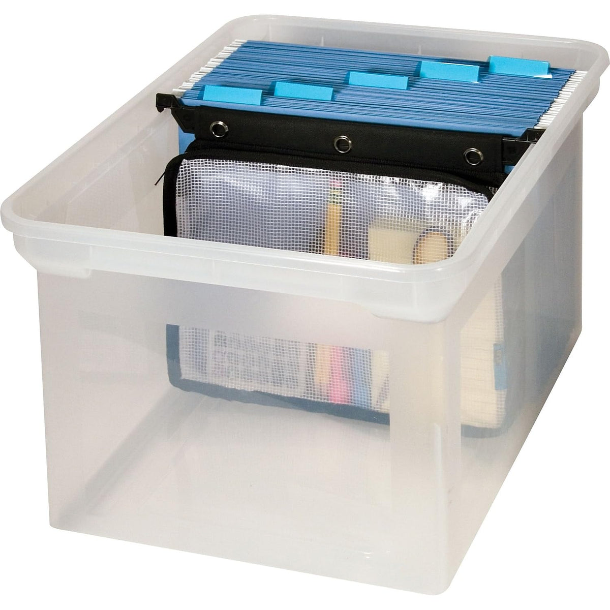 Advantus Expanding Zipper Pouch, 13 x 9.25, Black/Clear
