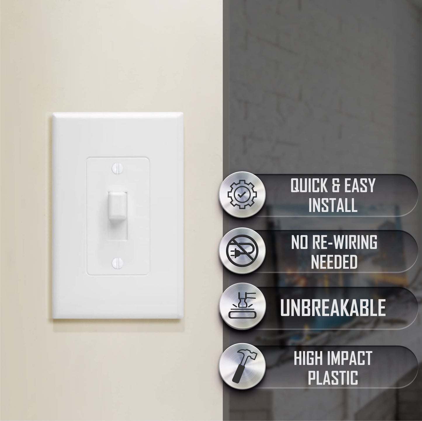 Taymac 2670W Revive Device Wall Plates 1-Gang Masque Decorator Cover, White