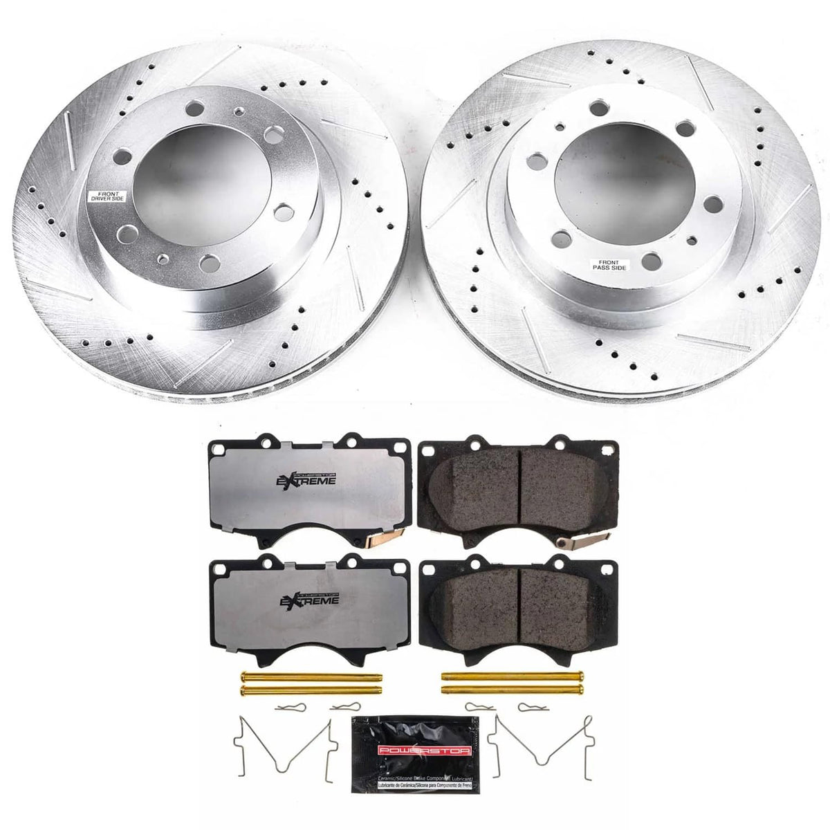 Power Stop K137-36 Front Z36 Truck & Tow Brake Kit, Carbon Fiber Ceramic Brake Pads and Drilled and Slotted Brake Rotors For Toyota 4Runner FJ Cruiser Tacoma 6 Lug