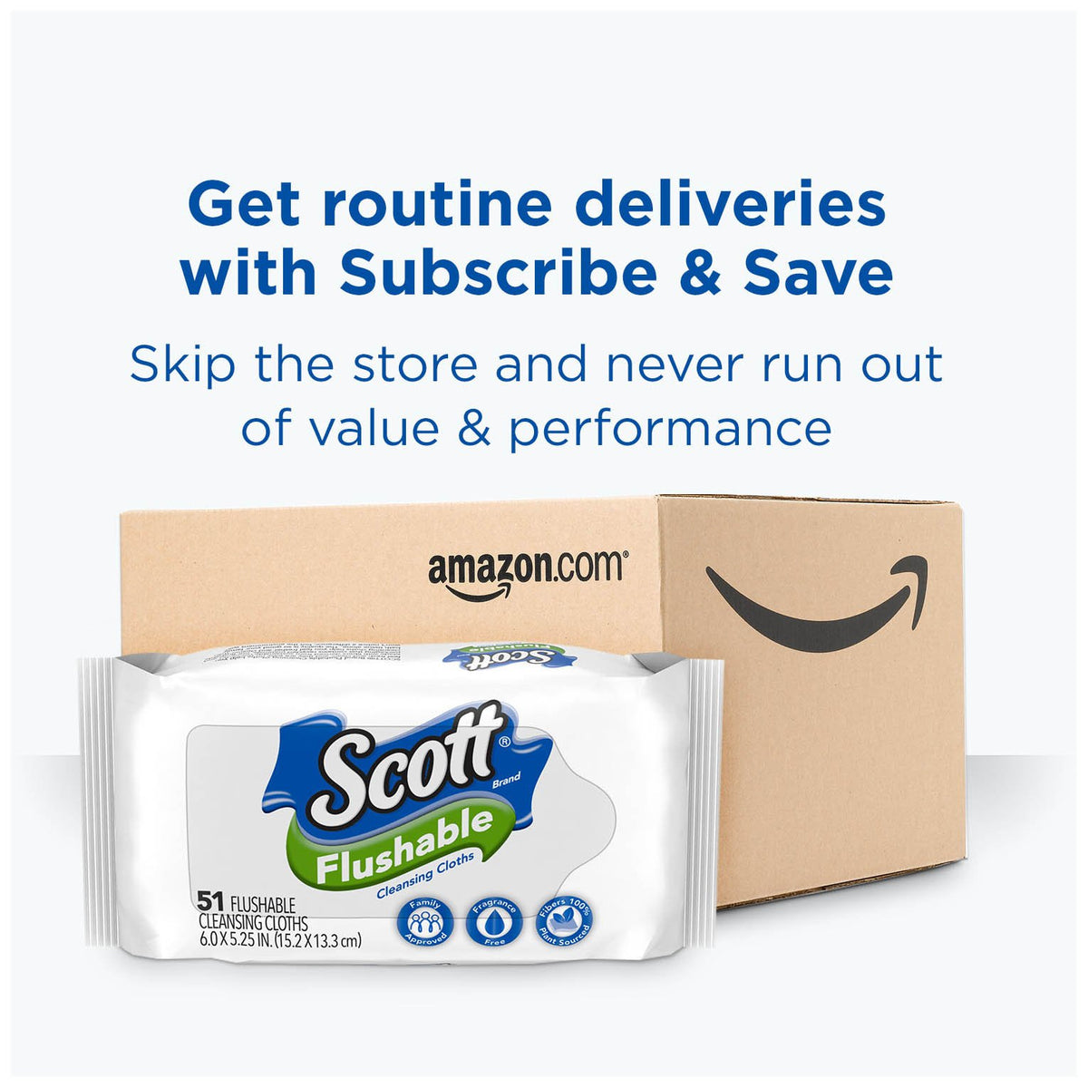 Scott Flushable Cleansing Cloths, Tub, 51 Count