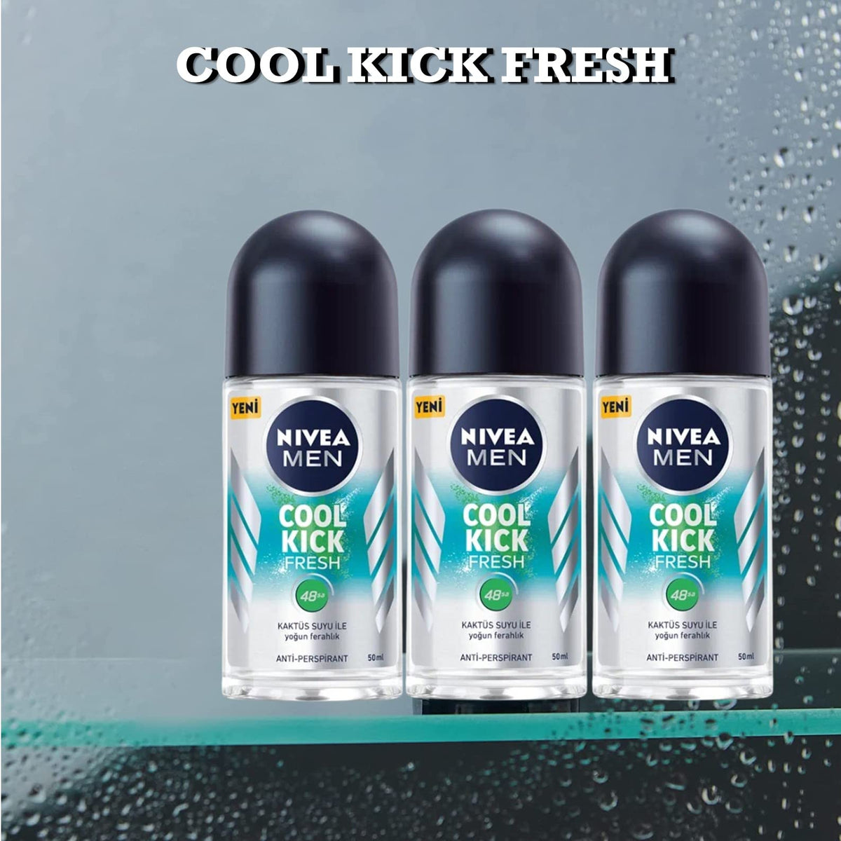 Nivea Cool Kick Fresh Roll-On Deodorant, Antiperspirant, Free Alcohol,Pack Of 3
