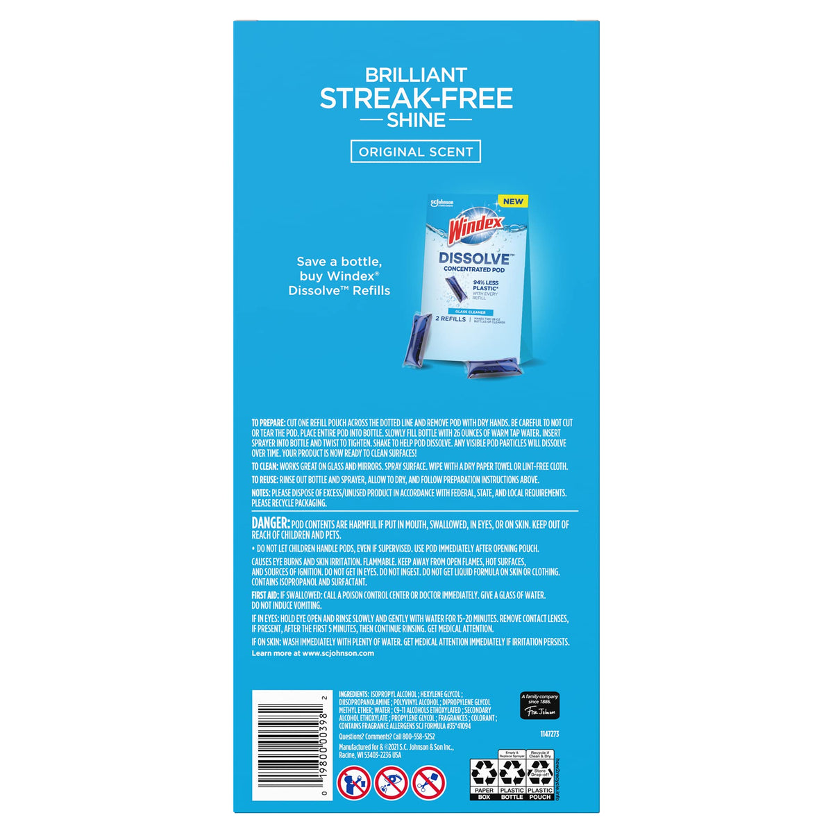 WINDEX DISSOLVE PODS STARTER KIT 1+1 0.28 FLOZ