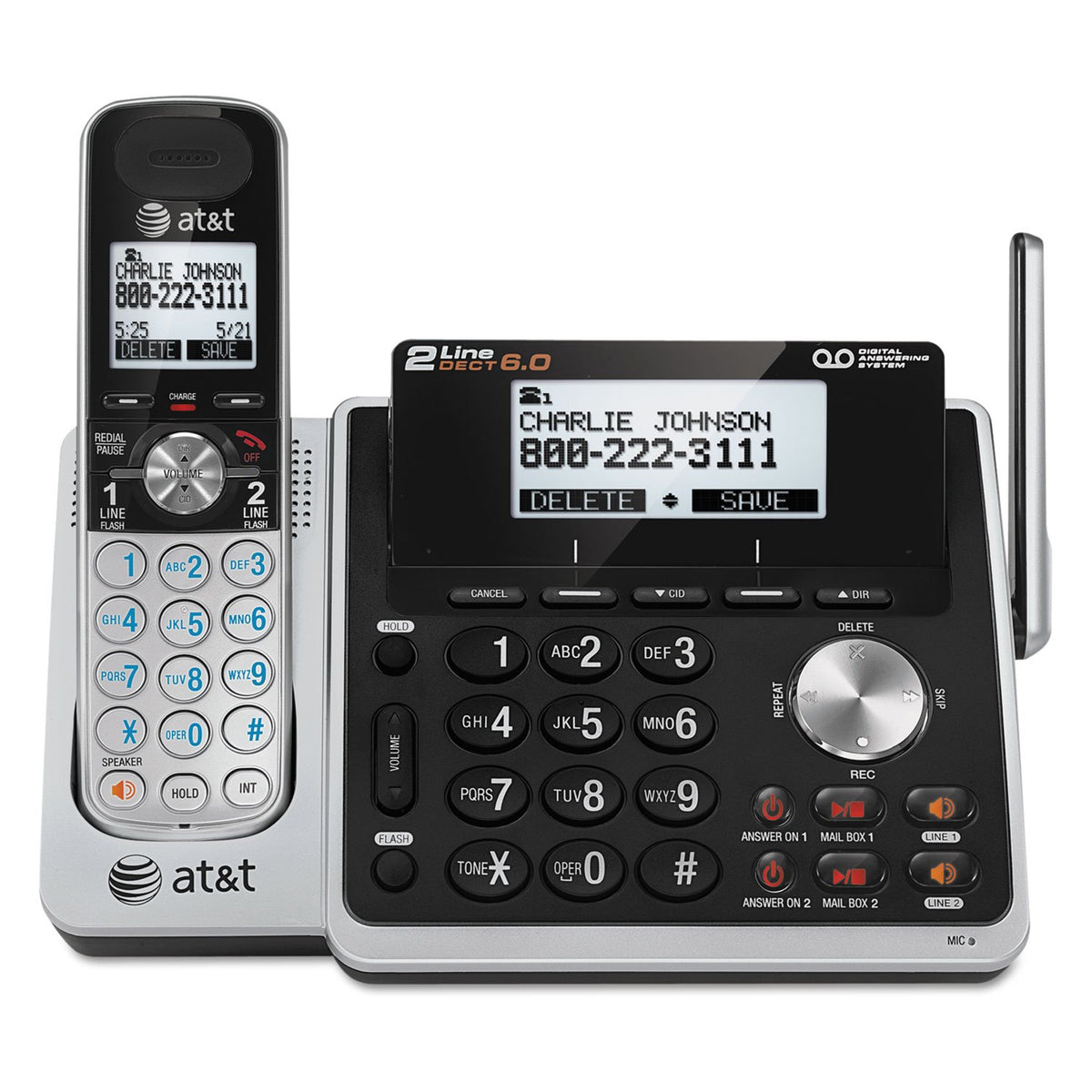 AT&T TL88102 Cordless Digital Answering System, Base and 1 Handset