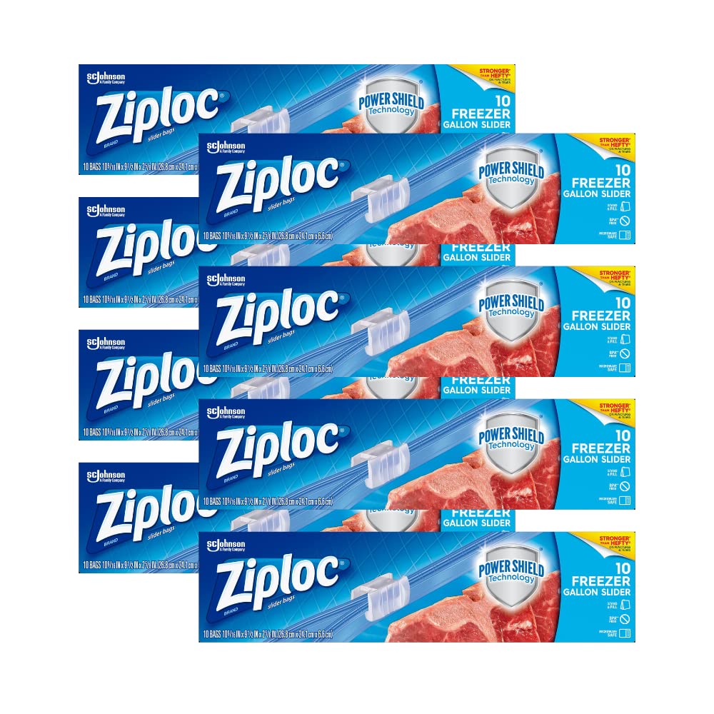 Ziploc Slider Freezer Bags - 1 gallons (10 Count (Pack of 8))