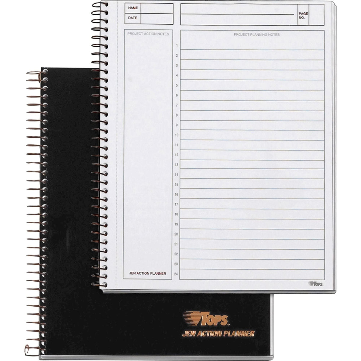 TOPS Products Aion Planner, Side Wirebound, 8-1/2"x6-3/4", 100 Sheets, Black (TOP63828),White