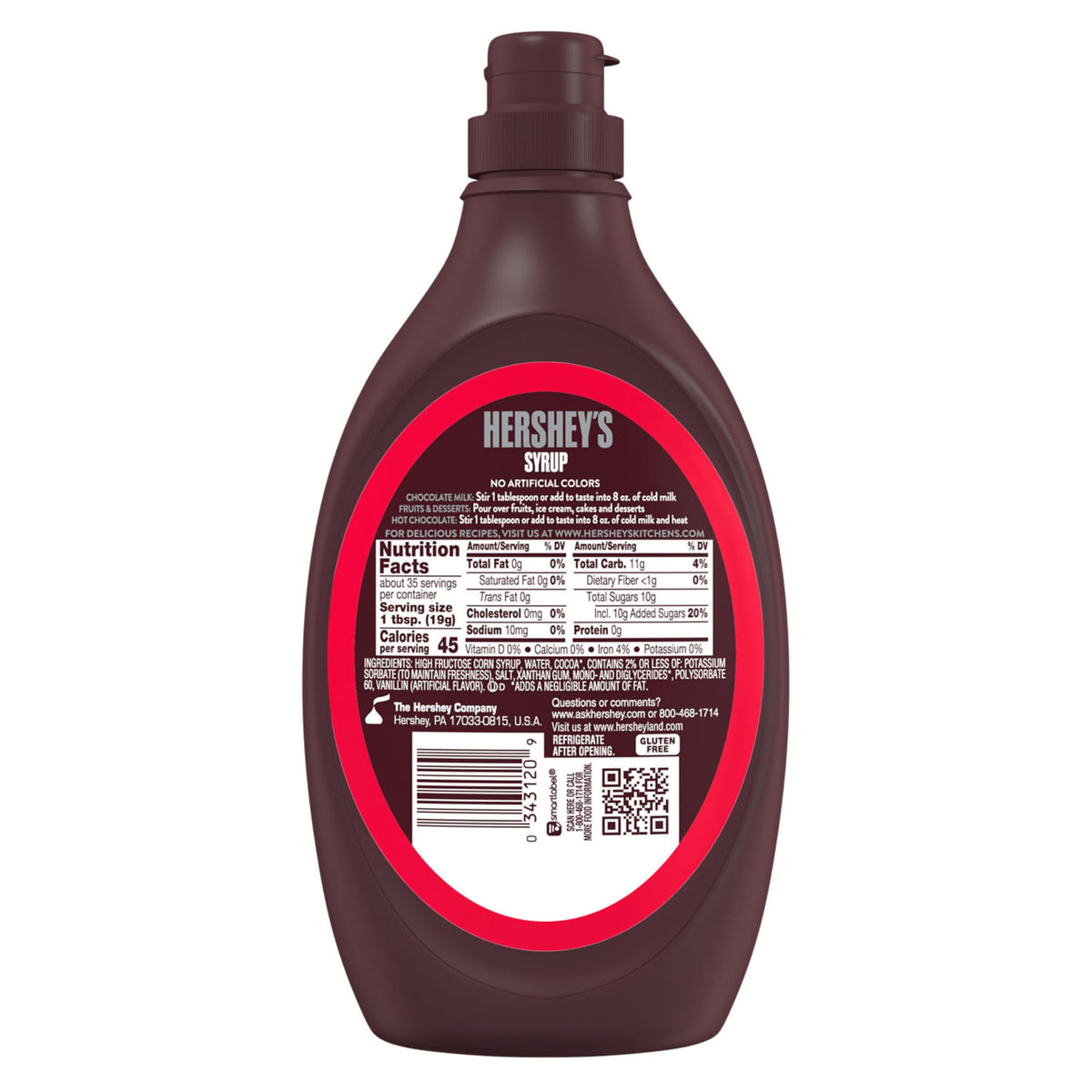 HERSHEY'S Chocolate Syrup Bottle, 24 oz