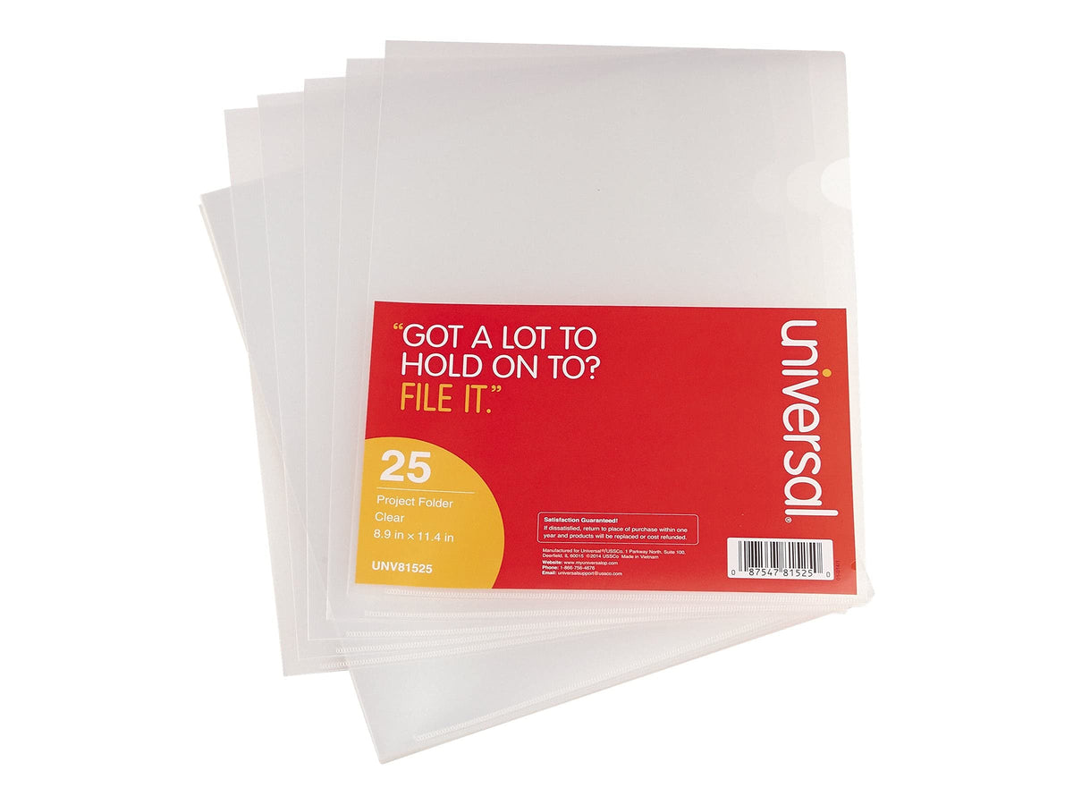 Universal 81525 Project Folders, Jacket, Poly, Letter, Clear (Pack of 25)