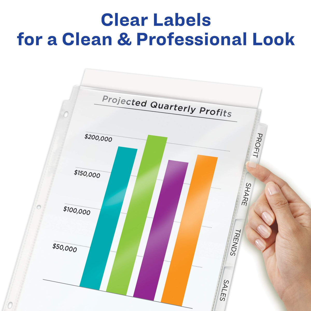 Avery 8-Tab Sheet Protector Dividers, Printable Easy Peel Clear Labels, Index Maker, White Tabs, 1 Set (75501)
