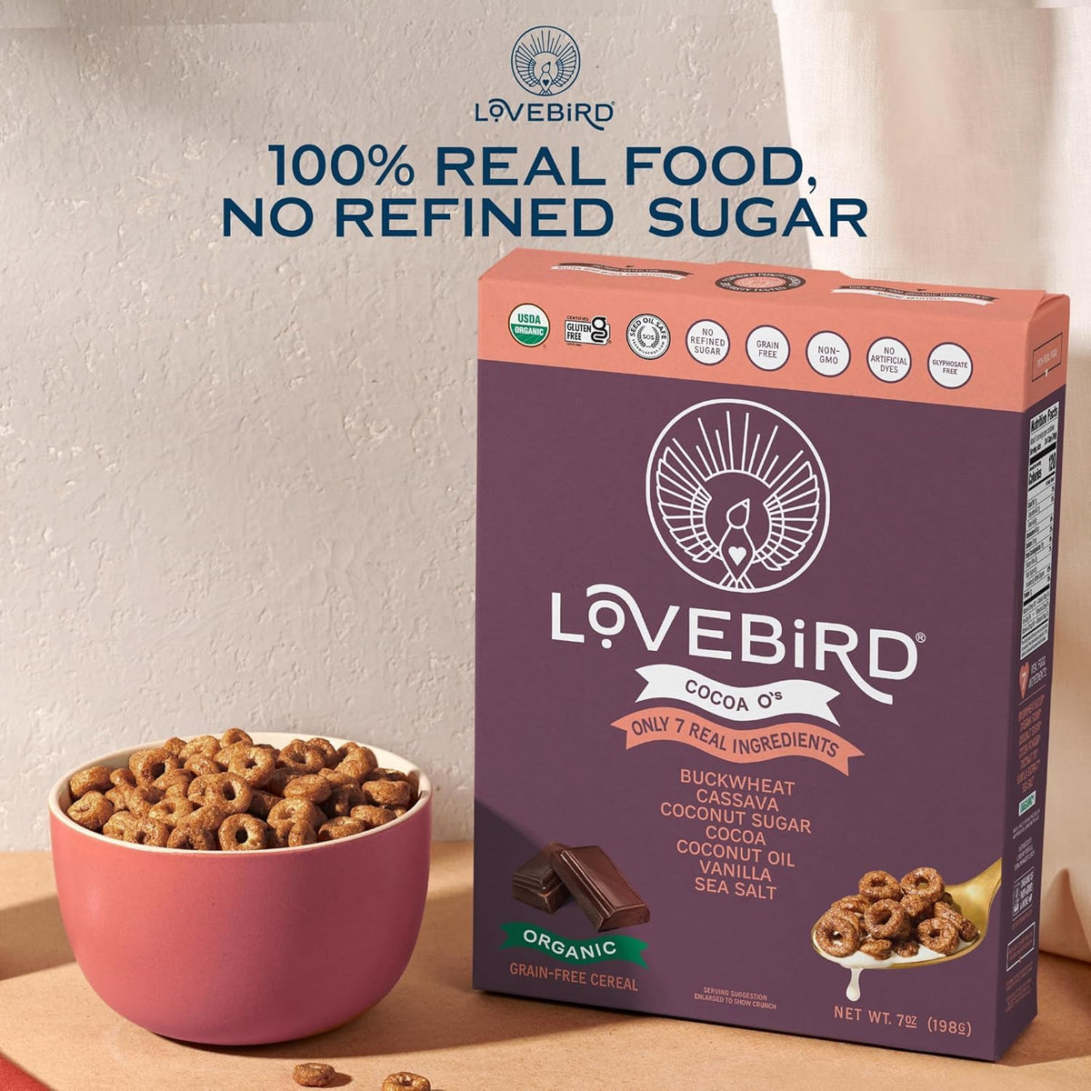 Lovebird Organic Grain-Free Cocoa Cereal, 7 Oz