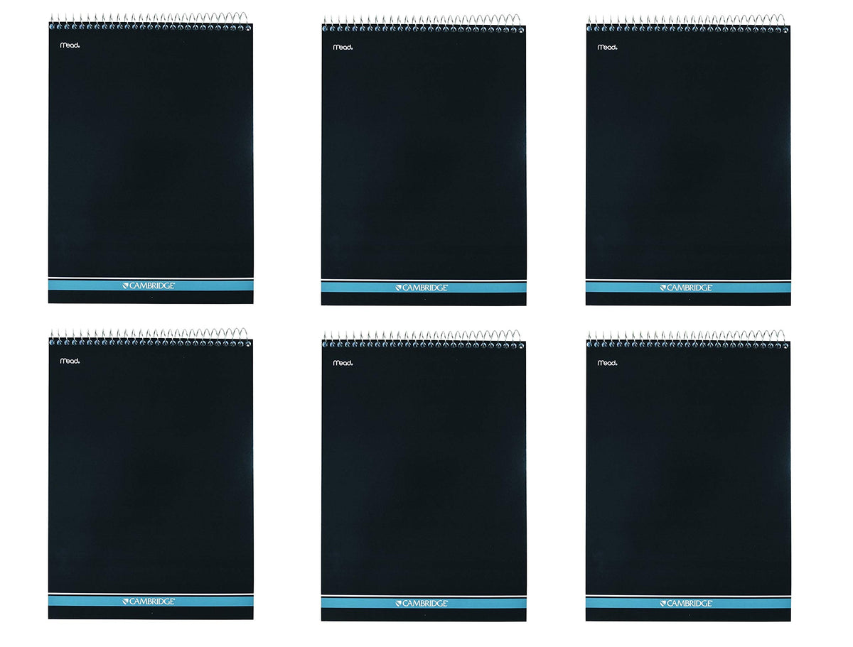 Mead Cambridge Notebook, Wirebound Notepad, Stiff-Back, 8.5 x 11 inches, White, 6 Pack (59882)