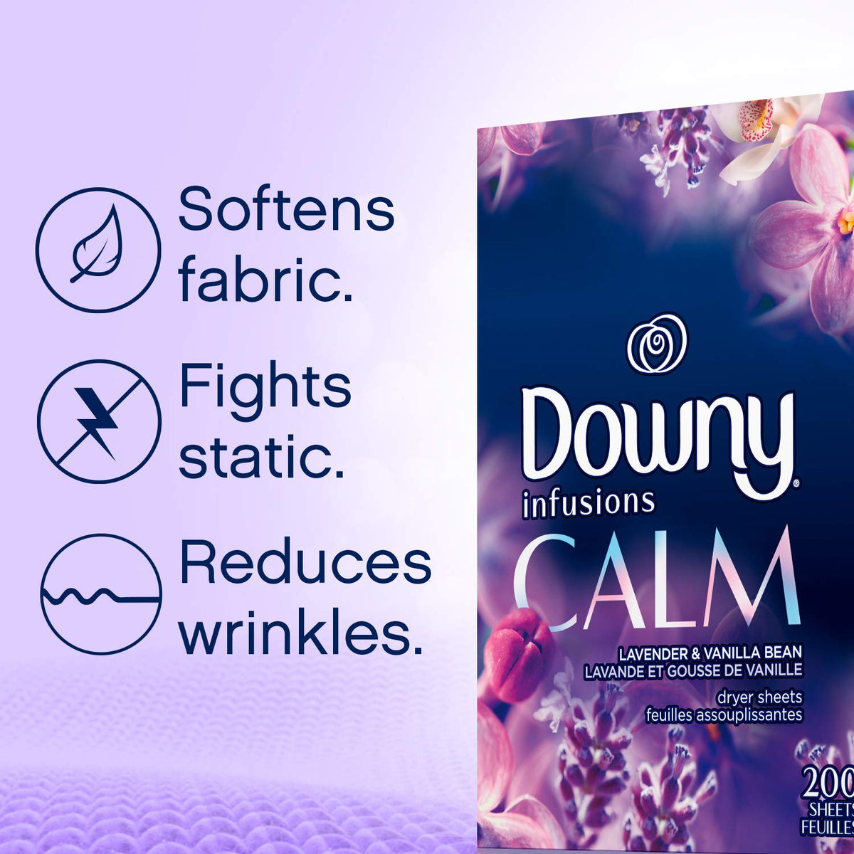 Infusions Fabric Softener Dryer Sheets, Calm, lavender & Vanilla bean 160 count