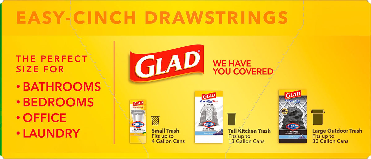 Glad Medium Trash Bags, 8 Gallon, Gain Original with Febreze Garbage Bags, With Odor Control and Drawstring, 26 Count