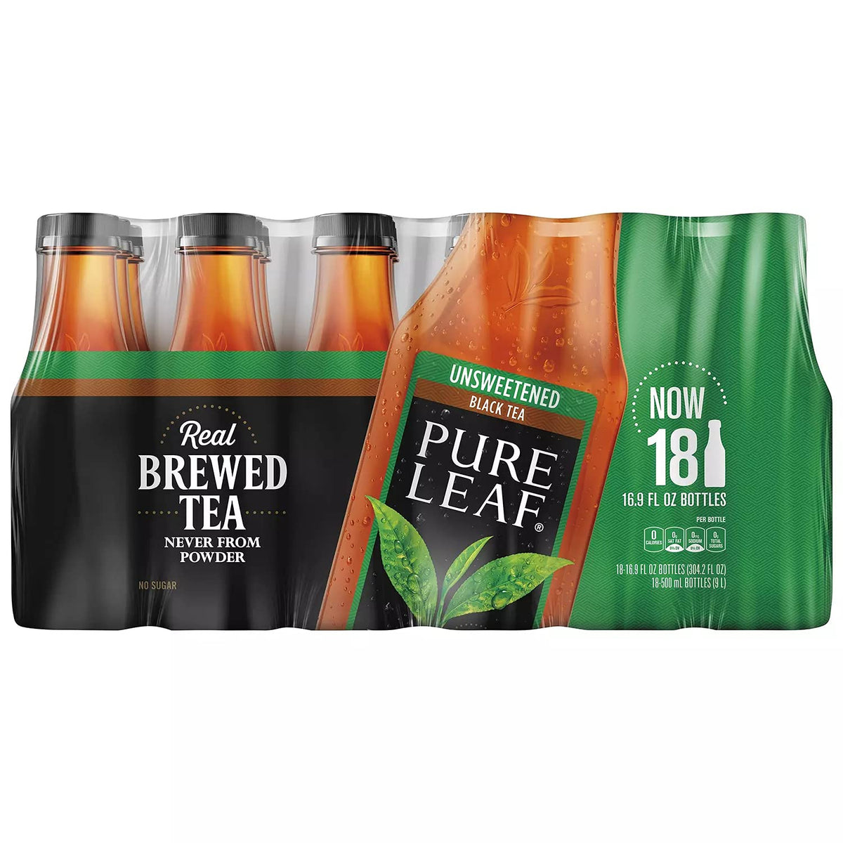 Pure Leaf Unsweetened Iced Real Brewed Tea - Never From Powder - By Gourmet Kitchn - 1 Box (16.9oz - 18 pk per Box), Total 18 Bottles