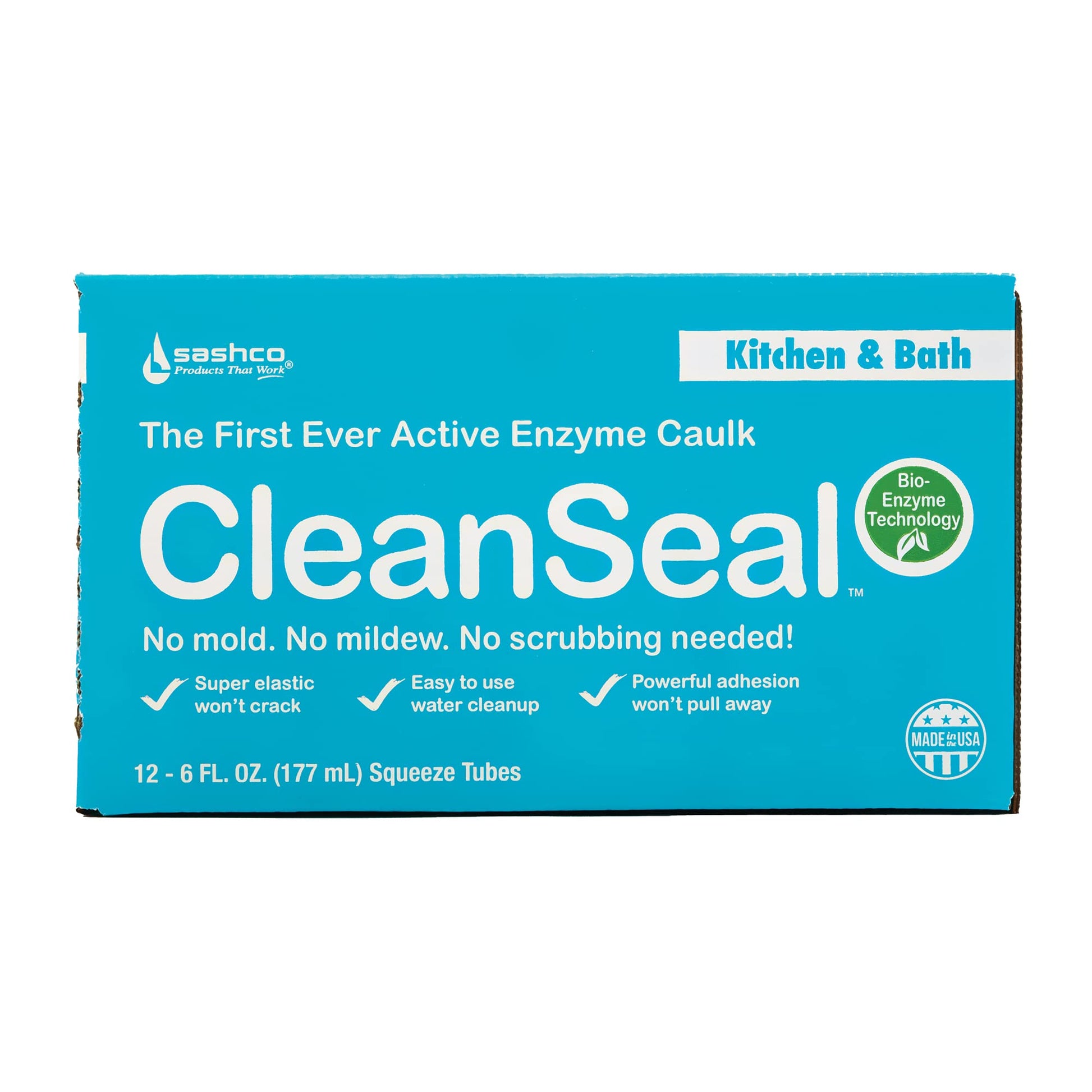 Sashco Clean Seal Active Enzyme Caulk, Kitchen & Bath, Almond, 6oz. (Pack 1)