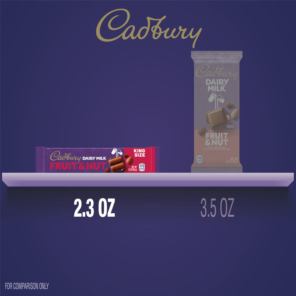 CADBURY DAIRY MILK Fruit & Nut Milk Chocolate King Size, Candy Bars, 2.3 oz (18 Count)