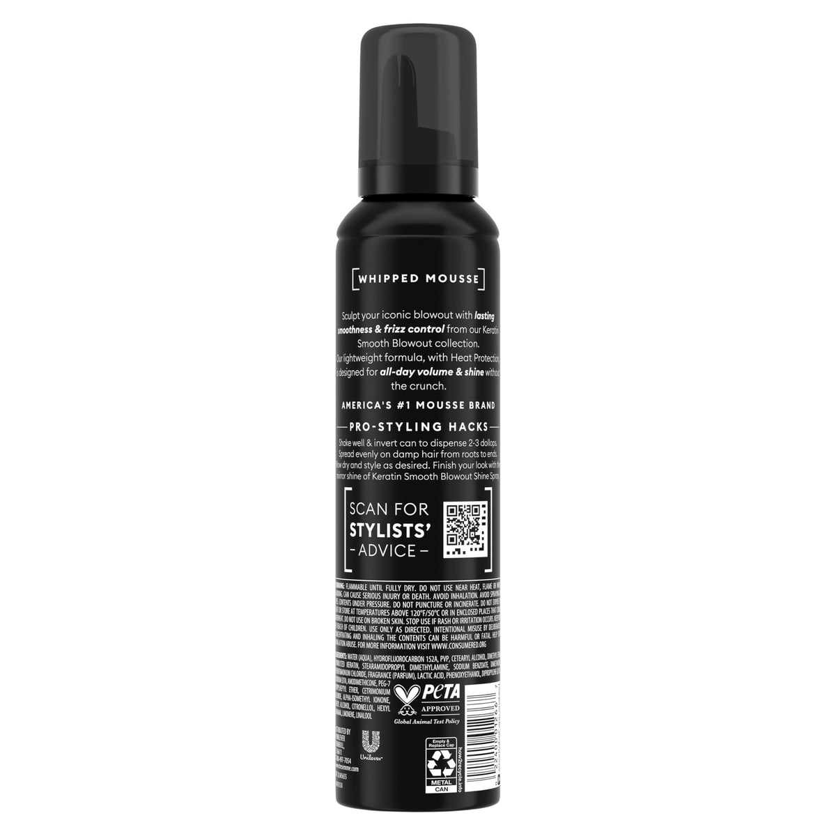 TRESemmé Whipped Shaping Mousse Keratin Smooth for Instant Hydration, Weightless, 7 Fl Oz