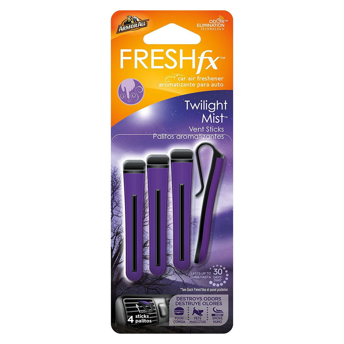 Armor All FRESHfx Car Air Freshener Vent Sticks, 4-Sticks in a Pack (Twilight Mist)