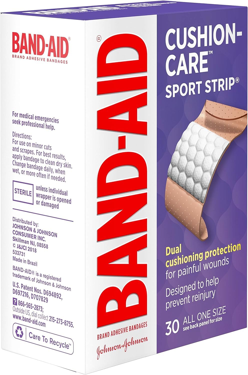 BAND-AID Bandages Sport Strip Extra Wide 30 Each (Pack of 9)