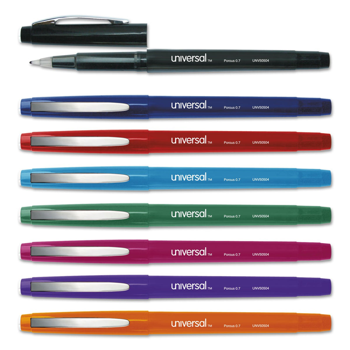 Universal UNV50504 Porous Point Medium 0.7mm Pens - Assorted (8/Pack)