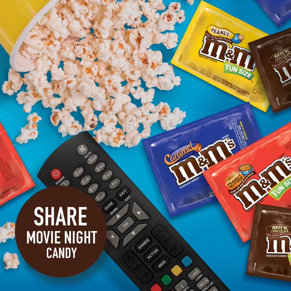 M&M'S Fun Size Milk Chocolate, Peanut, Peanut Butter & Caramel Candy Variety Pack, 30.35 oz/55 ct Bulk Candy Bag