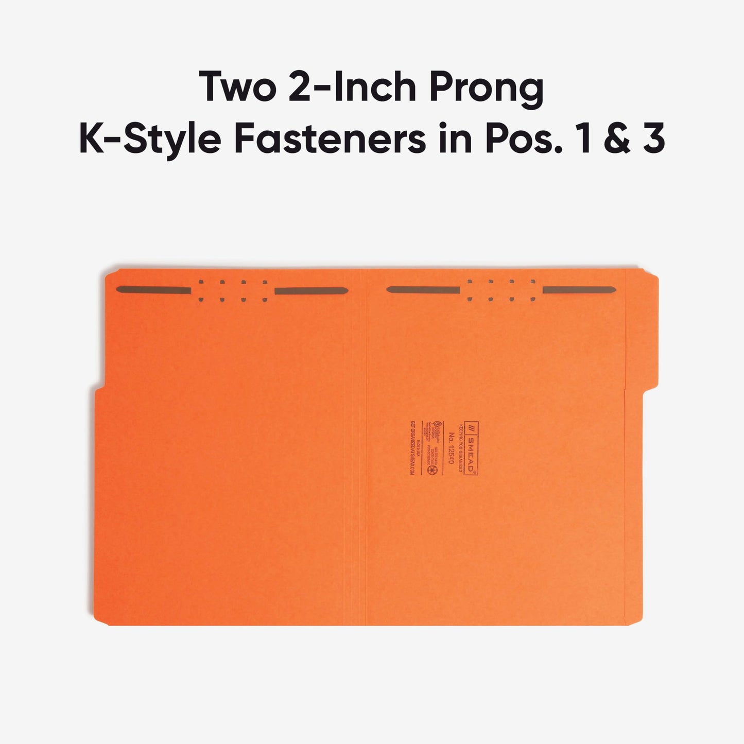 Smead Fastener File Folders, 50 Count, Orange, Reinforced 1/3-Cut Tabs, 2 Fasteners, Letter Size (12540)