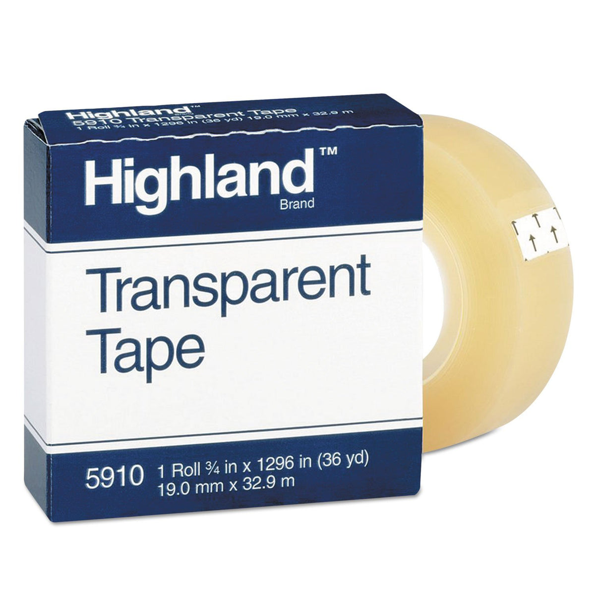 Highland Transparent Tape, 1 roll 3/4" x 1296", 1 Inch Core, Clear (MMM5910341296)