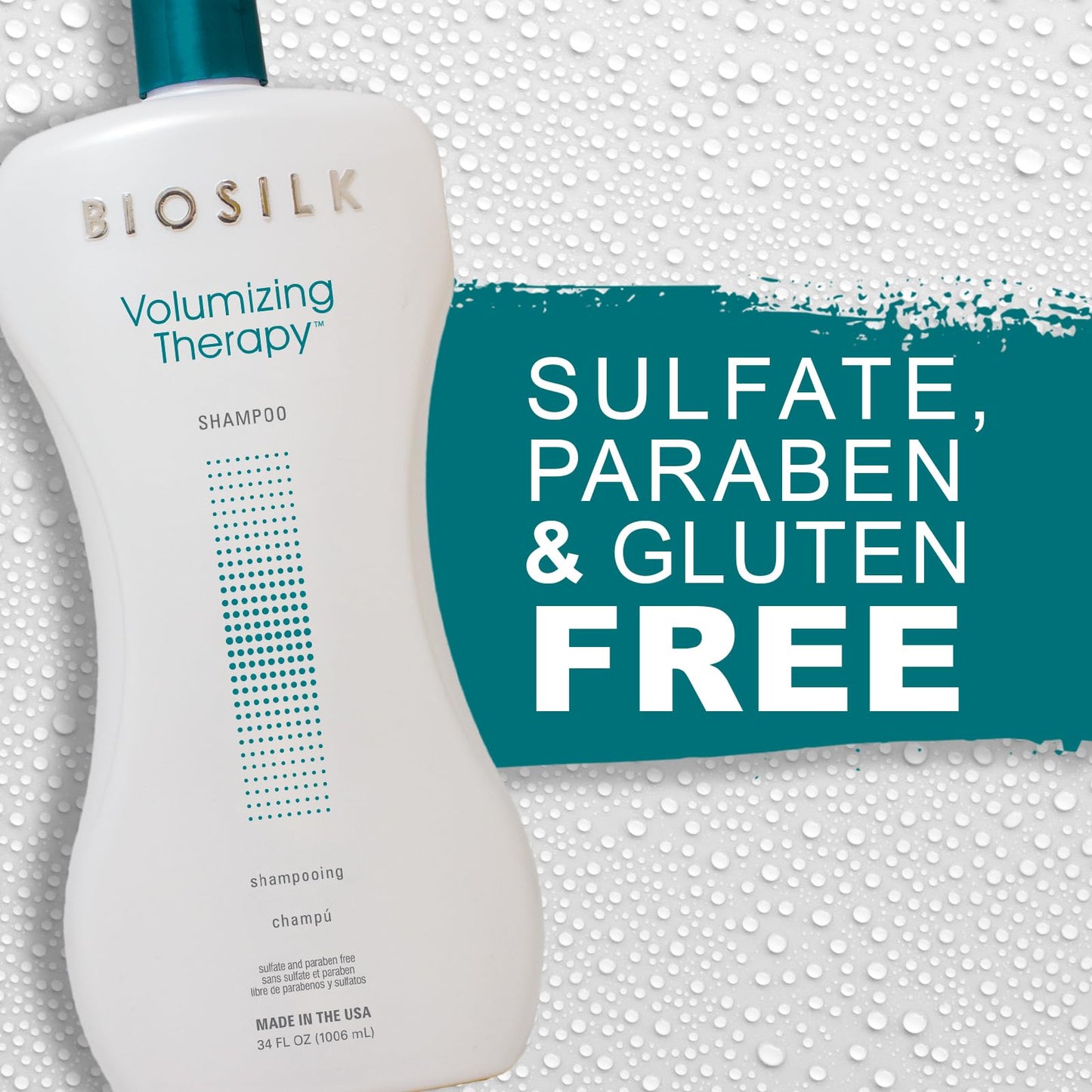 BioSilk Volumizing Therapy Shampoo, Gently Cleanses, Moisturizes & Builds Hair Body & Shine, Sulfate, Paraben & Cruelty-Free, 34 Oz