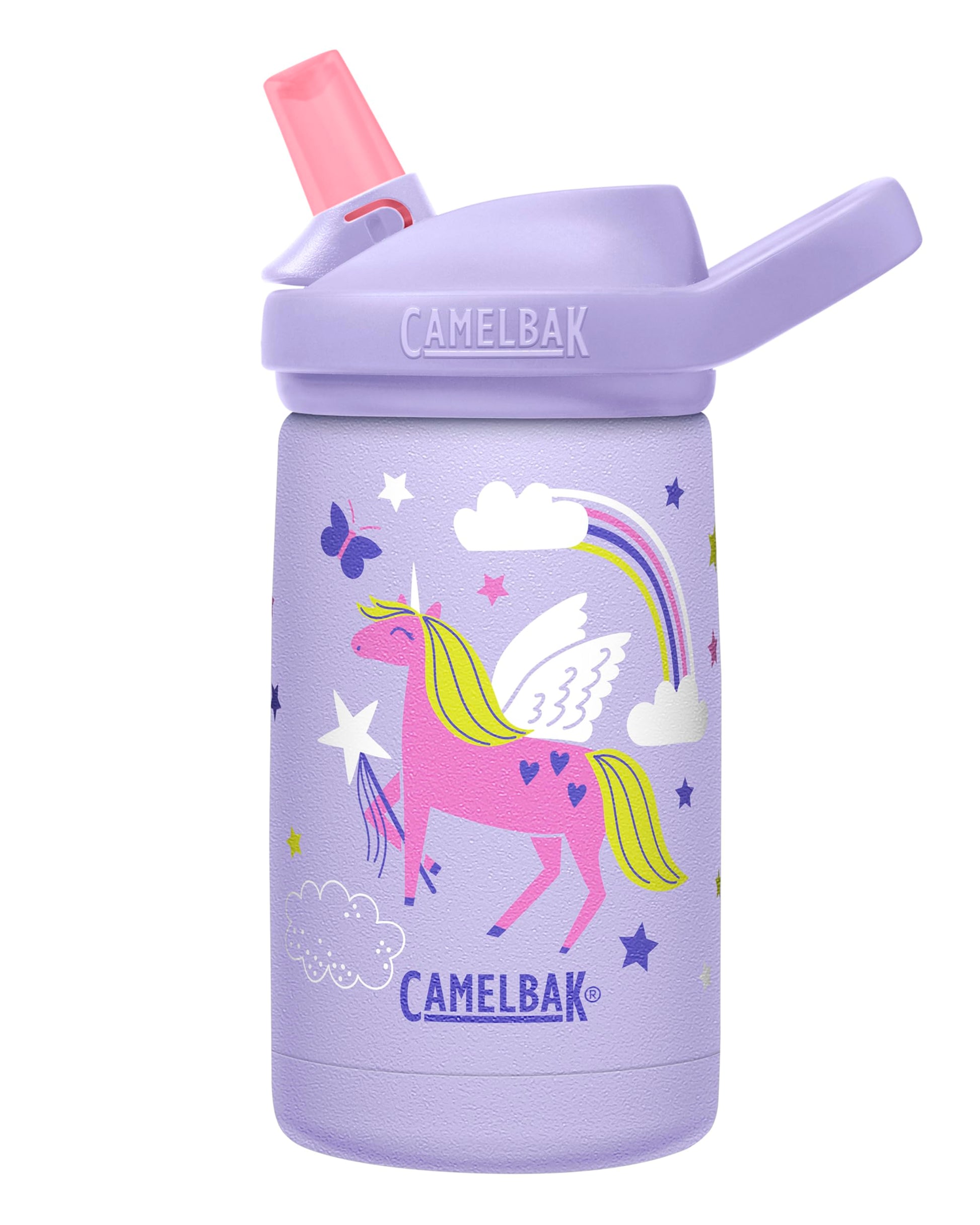 CamelBak Eddy+ Kids Bite Valve Straw Insulated Stainless Steel Water Bottle Magic Unicorns, 12oz