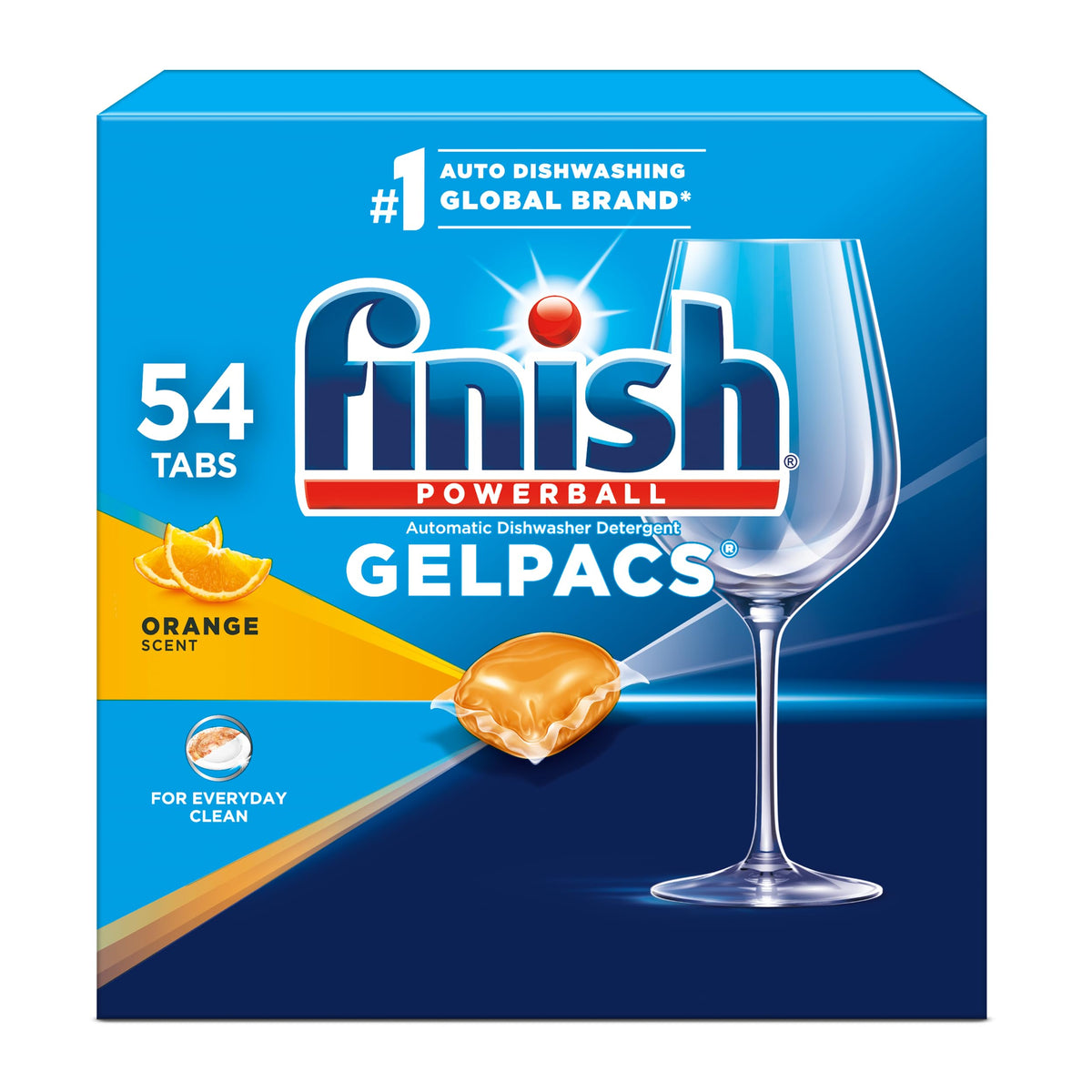 Finish Gelpacs Dishwasher Detergent, Orange Scent, 54 Count