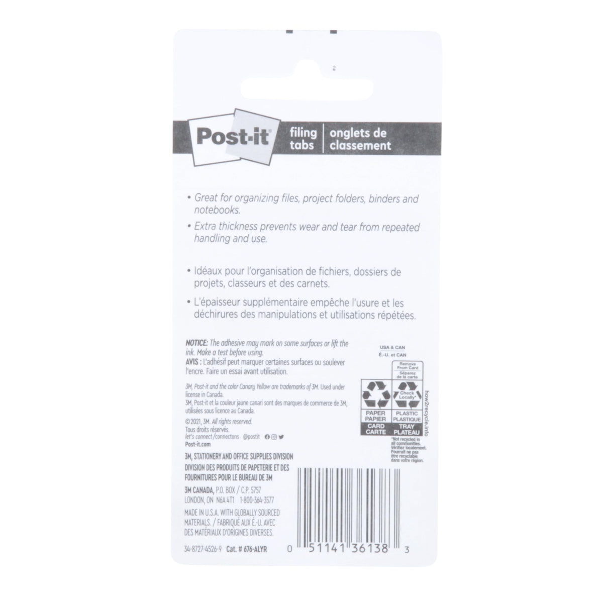 Post-it Tabs, .625 in Solid, Aqua, Lime, Yellow, Red, 10/Color, 40/Dispenser (676-ALYR)