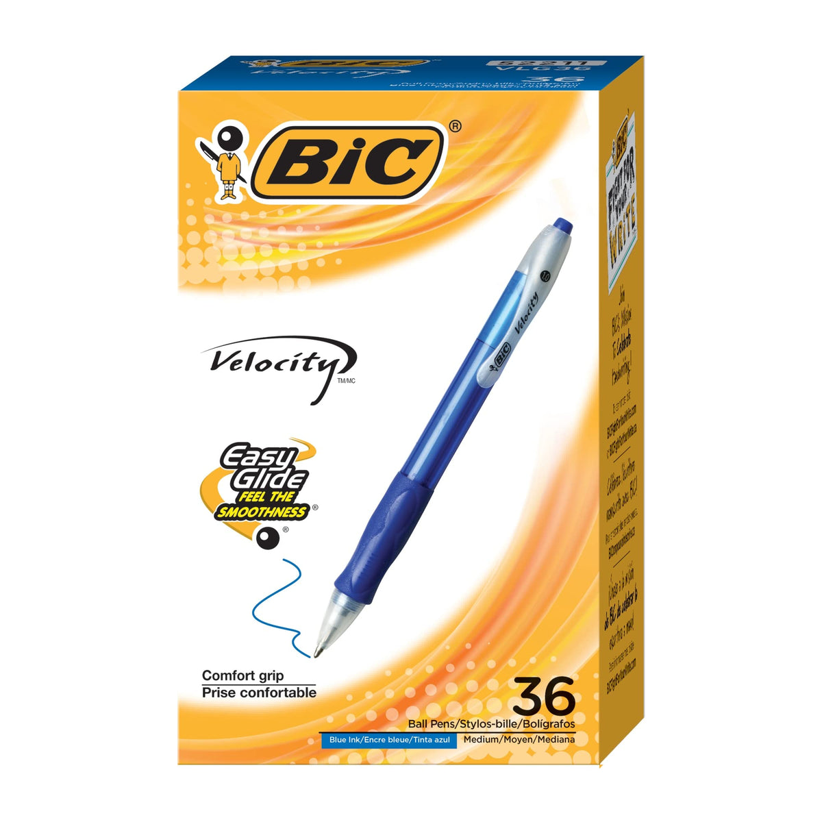 BIC Velocity Retractable Ballpoint Pens, Medium Point (1.0 mm), Blue Ink Pens, 36-Count Pack